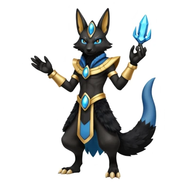 Black Dark Furry Fluffy Modern Futuristic Lucario-Anubis-fusion full body sticker