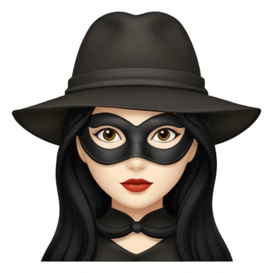 masked Women with hat long black hair  sticker