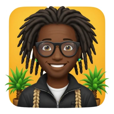 a black african guy with dreadlocks, wearing black shades and aura farming emoji sticker