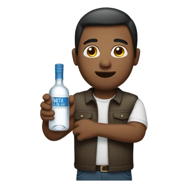 Male holding vodka bottle sticker