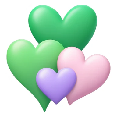Light pink heart, light Purple Heart, and green heart sticker