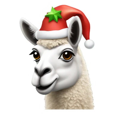 lama with a christmas hat sticker