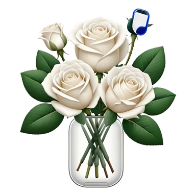 White rpse boquet and an airpods sticker