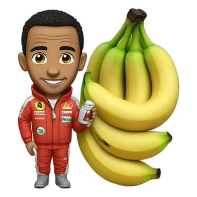Lewis Hamilton avec des banane sticker