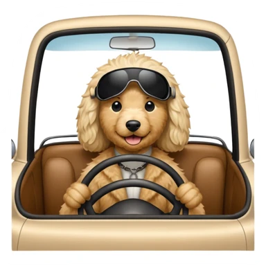 White blonde golden doodle driving car sticker
