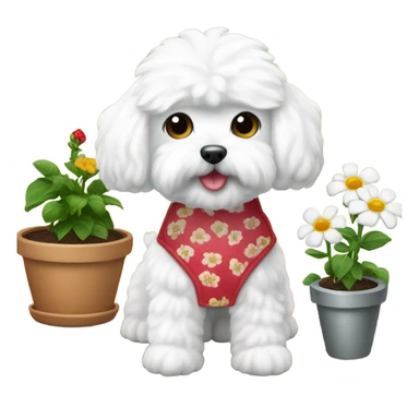 Bichon maltes working as gardener  sticker