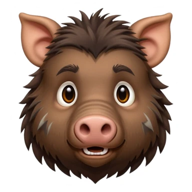 cute hairy boar, dark brown with stripes  sticker