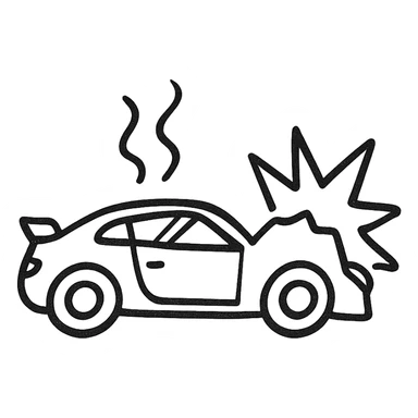 A crashed sports car sticker
