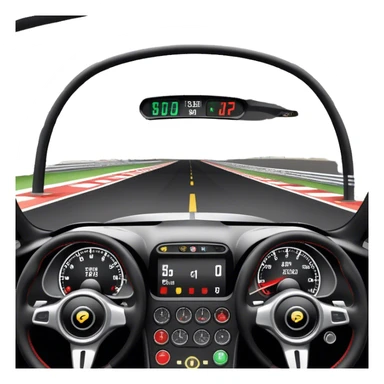 An icon showing a racing game interface, inspired by Grand Turismo. The design features a garage with a selection of high-performance cars, along with race track visuals in the background. Speedometer, lap timer, and other HUD elements add to the excitement. Transparent background sticker