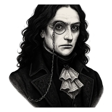 Aristocrat goth monocle, silver frame, chain, vintage gothic look sticker