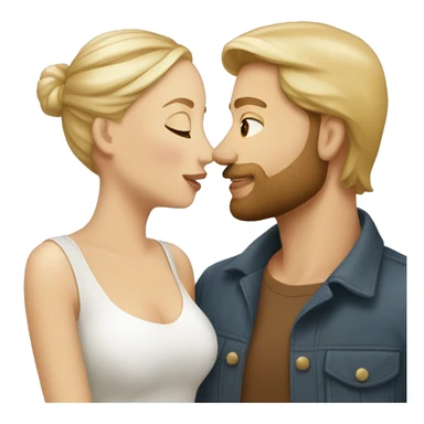 Man light brown skin beard kiss woman white skin blonde sticker