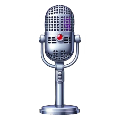 Create a glamorous and vibrant emoji representing stage vocal performance. The design should feature a humanless collage of classic vintage microphone, stage costume covered in rhinestones, large scene speakers, scene lights. The costume should be stylized, with glittering elements like sequins and sparkles, and reflect the glitzy, extravagant nature of show business. The microphone should have a sleek, retro look with chrome or metallic accents. Use rich, dazzling colors like gold, silver, deep purple, and bright red to evoke the glamorous, larger-than-life feel of a stage performance. The background should be transparent. sticker