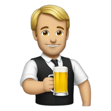 Macron buvant une bière sticker