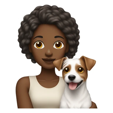 Black woman with long hair holding jack Russell terrier sticker