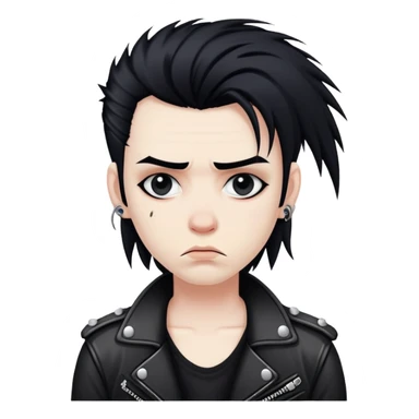 Sad punk rocker with kinky semi-long hair sticker