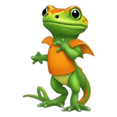 lezard with orange jersey sticker