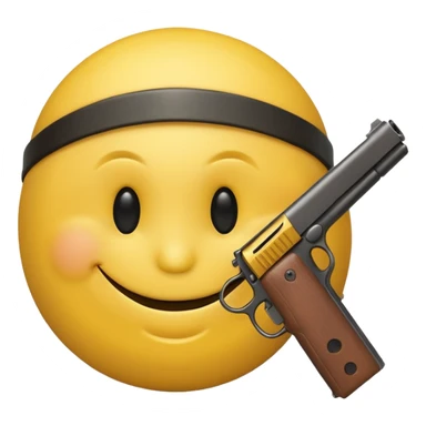 a smiley face holding a gun sticker