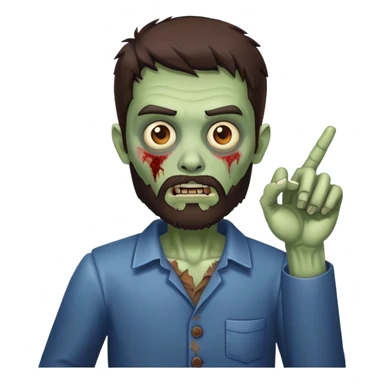 zombie pointing gesture with dark brown hair and short full beard sticker