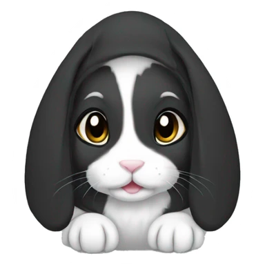 lop ear female rabbit  black hoodie sticker