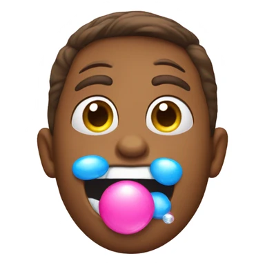 Emoji face blowing bubble gum sticker