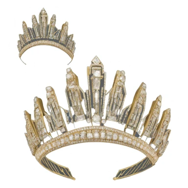 art deco 1920's tiara gold crystals no background sticker