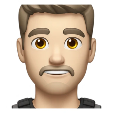 Confused Pale skinned Fit Man With the biceps and dark brown hair in black shirt, gray sports shorts and white Sneakers sticker