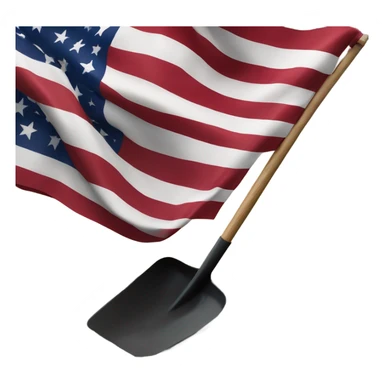 Large American Flag attached to one smaller black shovel in the ground   sticker