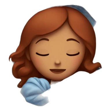 Girl with dark red hair sleeping in blanket sticker