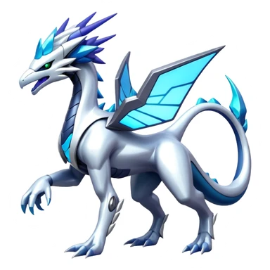Futuristic Modern Shiny Cyber-Suicune-Dialga-Reshiram-Creature, (full body) sticker
