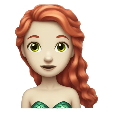 A mermaid with pale skin green eyes and long red hair  sticker