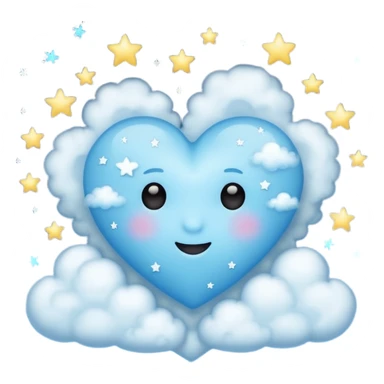 light blue heart with clouds and stars sticker