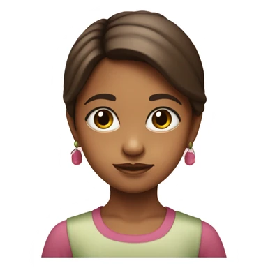 Niña con pelo marrón, ojos marrones, una polera rosa, y un cintillo de aguacate  sticker