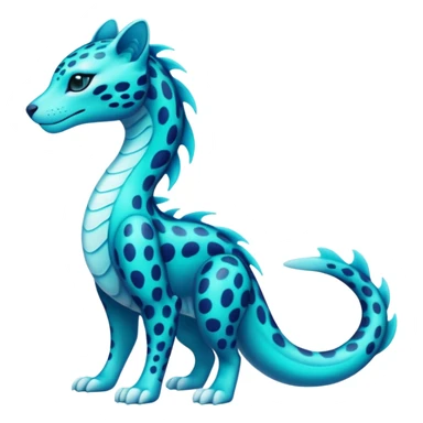 Bioluminescent Neon-Cyan Ripple-Patterned Soft-Scaled Aquatic Fantastical Liepard-Amaura-Manokit-Sergal-Samurott-fusion creature (full body) sticker
