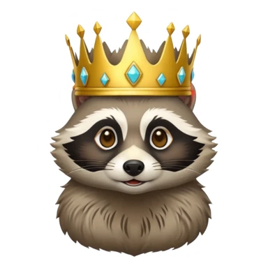 Racoon with gold crown sticker