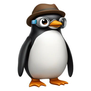 penguin with brown pilot hat and goggle on top sticker