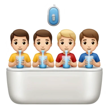 varios meninos sentado no vaso sanitário de um banheiro publico  sticker