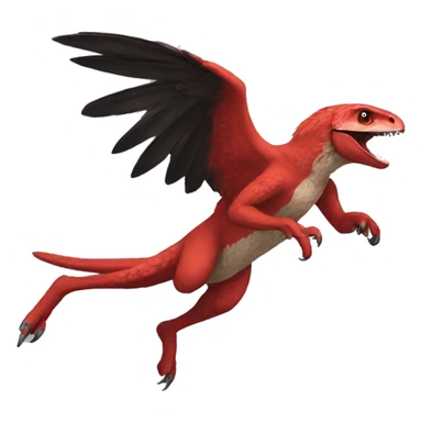 a red raptor jumping sticker