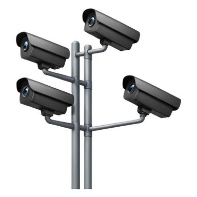 Several CCTV cameras on a pole in black sticker