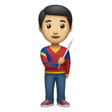 a chinese guy with the flag of Venezuela on hand sticker