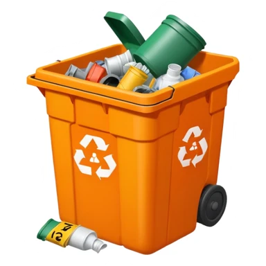 orange BIN WITH "hazardous WASTE" WORD IN IT sticker