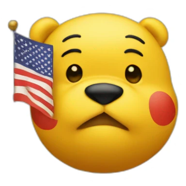 pooh face in front of china flag sticker