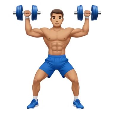 man with blue shorts doing side-lateral raise (T pose) with light dumbbells sticker