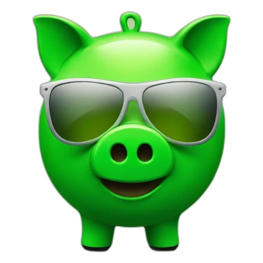 green piggybank with sunglasses sticker