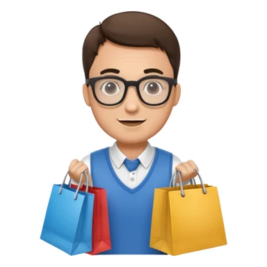man with glasses holding shopping bags sticker