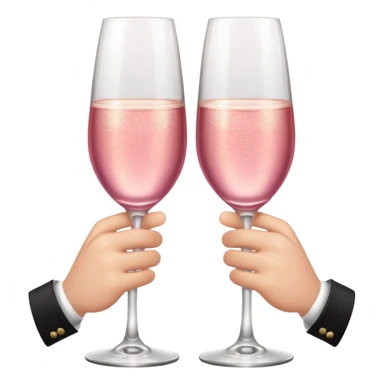 champagne glasses with pink champagne giving cheers with two hands five fingers sticker