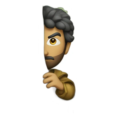 medieval serious man hidden behind tree sticker