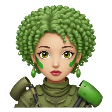 green curly haired painitball player with big earrings guy shot with colors sticker