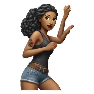 Hyper Realistic beautiful woman model with a small rose tattoo rock climbing  sticker