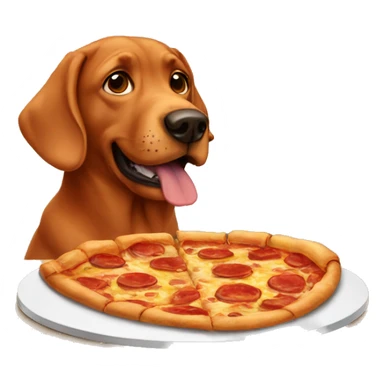 Red lab eating pizza sticker