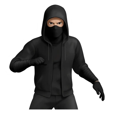 Black male all black ninja style with black gloves black hoodie black masks full body sticker